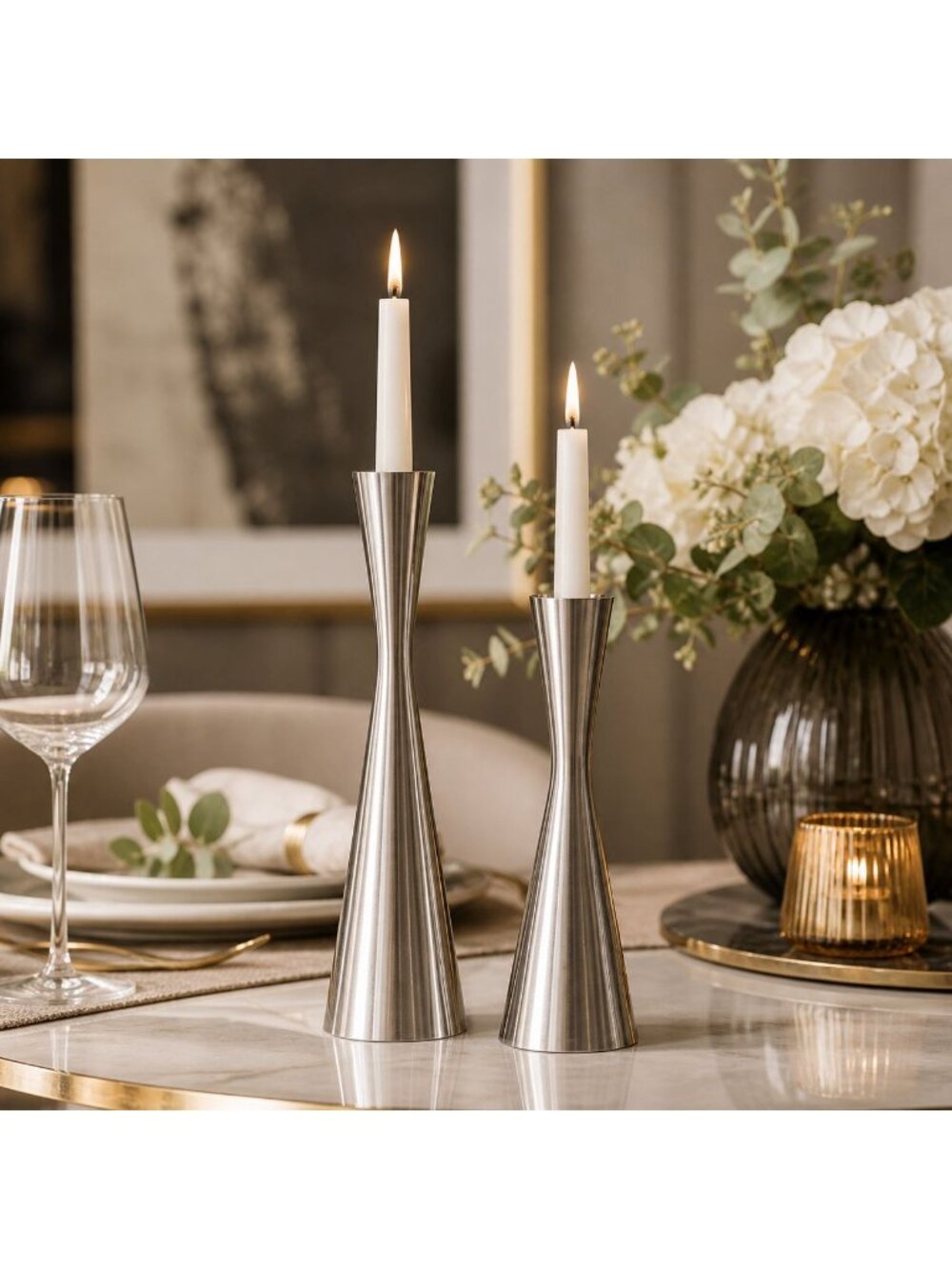 IKEA Gata Candlesticks Set Erika Pekkari Metal Taper Holders Scandinavian Modern